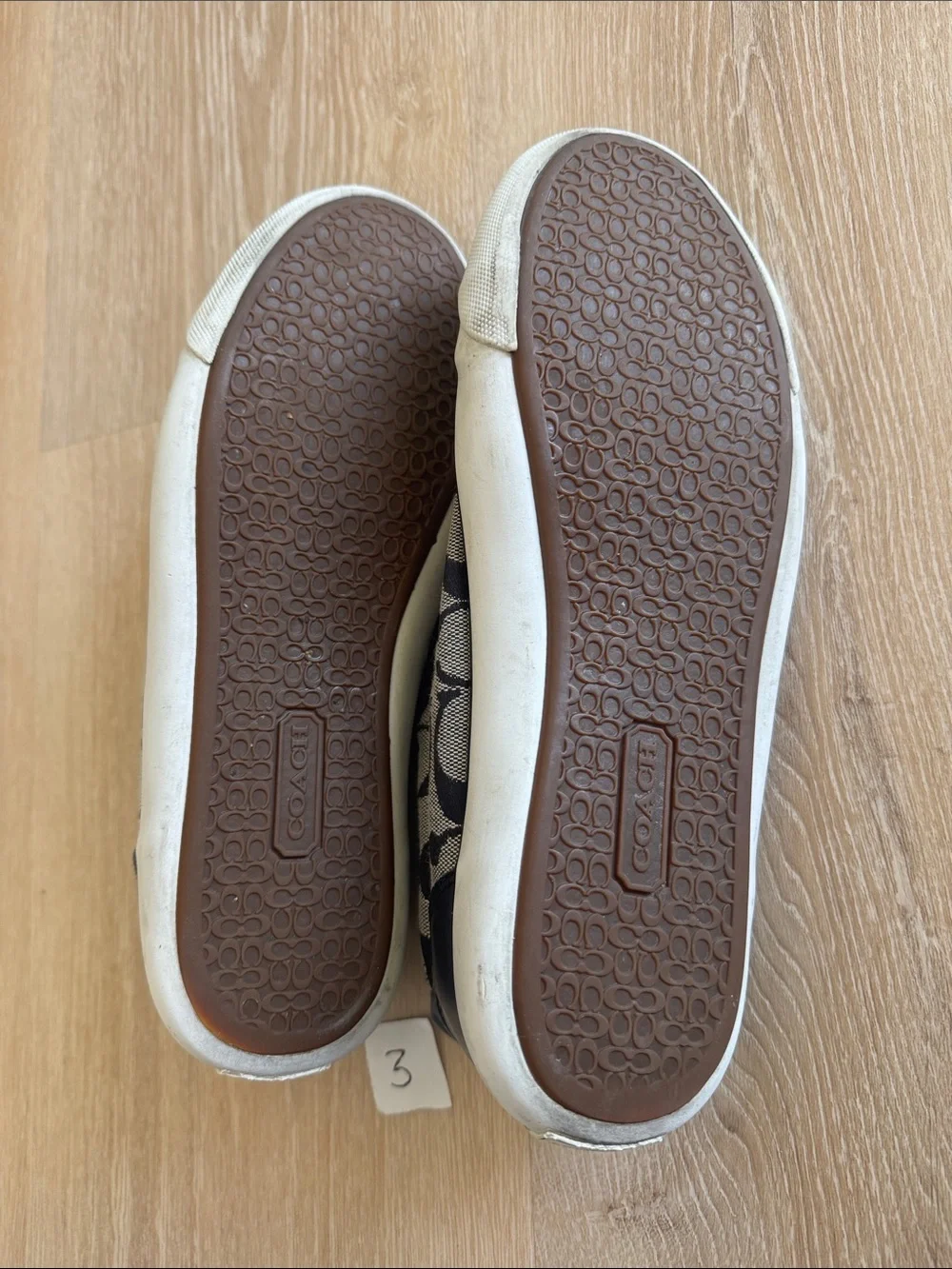 Coach Black and Cream Signature Canvas Sneakers